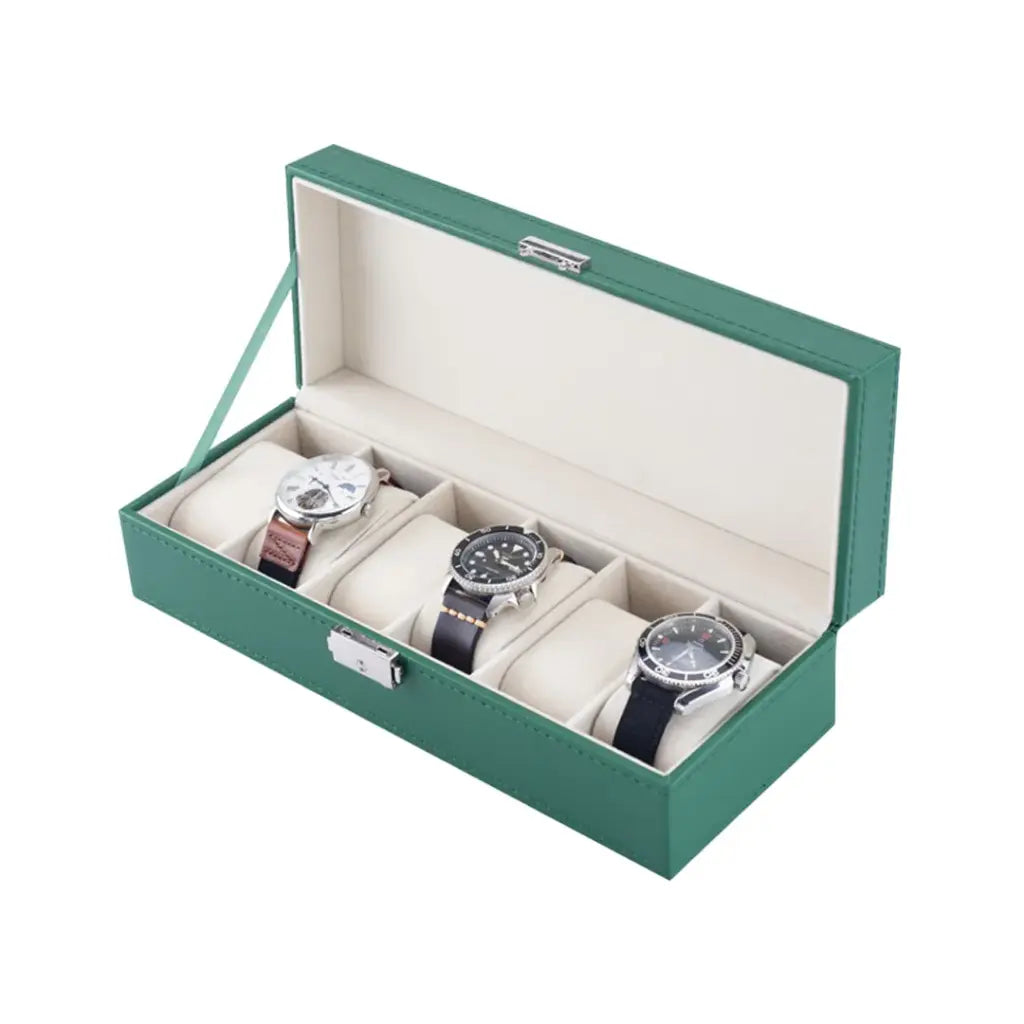 GREEN LION CLASSIC WATCH BOX 6 SLOTS WITH GLASS GREEN