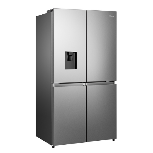 HISENSE 482L,4 Doors, Silver  Color, ,Dual Tech Cooling,Inverter,,R600 Gas ,Water Dispenser