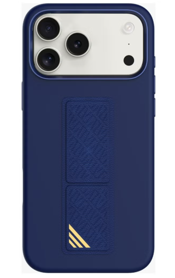 LEVELO MORPHIX SILICONE CASE WITH LEATHER GRIP FOR IPHONE 17 PRO - DARK BLUE {LVLMRPS17PDBK}