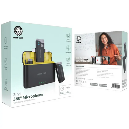 GREEN LION 3 IN 1 360 MICROPHONE USB-C LIGHTNING - BLACK GN3IN1MIC360D | Dreamworks