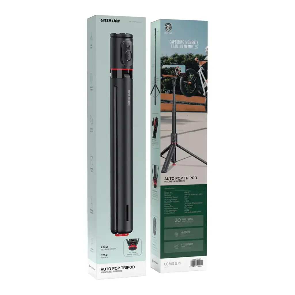 GREEN LION AUTO POP TRIPOD MAGNETIC REMOTE BLACK