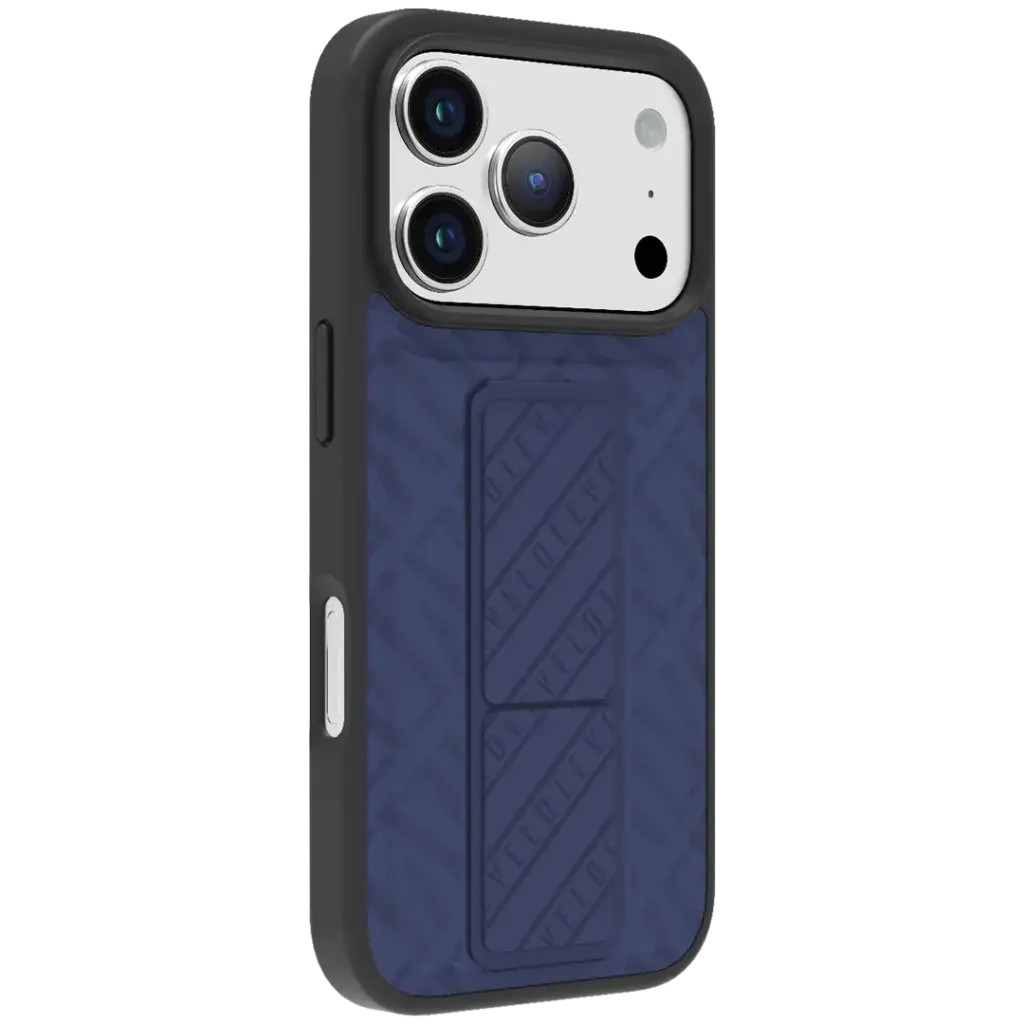 LEVELO MORPHIX SILICONE CASE WITH LEATHER GRIP FOR IPHONE 17 PRO MAX - DARK BLUE LVLMRPS17PMDBK
