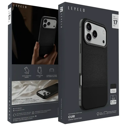 LEVELO CUIR CASE FOR IPHONE 17 PRO - PHANTOM BLACK2 LVLCUIR17PPHBK