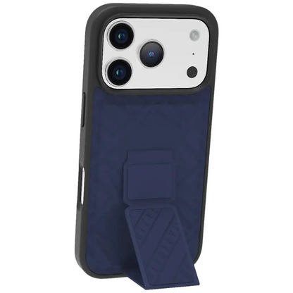 LEVELO MORPHIX SILICONE CASE WITH LEATHER GRIP FOR IPHONE 17 PRO MAX - DARK BLUE LVLMRPS17PMDBK