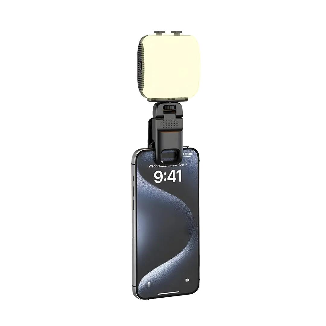 PORODO LIFESTYLE PORTABLE POCKET ADJUSTABLE RGB FILL LIGHT 360° CLAMP SPLICE AND EXT PD-LFST065-BK