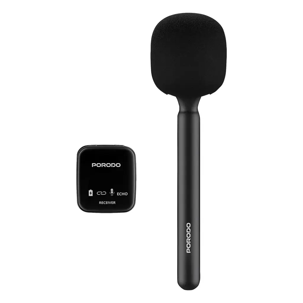 PORODO 2.4GHZ BT MICROPHONE WITH TRANSMITTER & RECEIVER NOISE REDUCTION 400MAH - BLACK PD-LFST133-BK