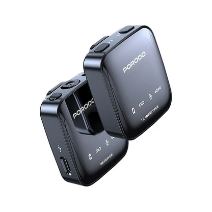 PORODO 2.4GHZ BT MICROPHONE WITH TRANSMITTER & RECEIVER NOISE REDUCTION 400MAH - BLACK PD-LFST133-BK