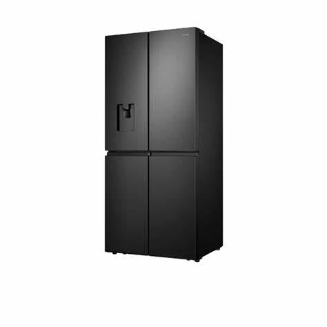 HISENSE 482L,4 Doors, Black Color, ,Dual Tech Cooling,Inverter,,R600 Gas ,Water Dispenser