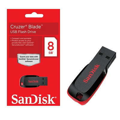 SANDISK 8GB CRUZER BLADE USB FLASH DRIVE
