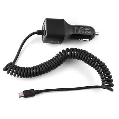 Budi Car Charger 1 USB Port With Coiled Micro USB Cable – M8J066M