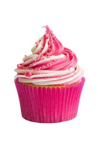 Raspberry ripple cupcake with pink and white frosting