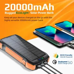 PROMATE RUGGED SOLAR POWERBANK 20000MAH