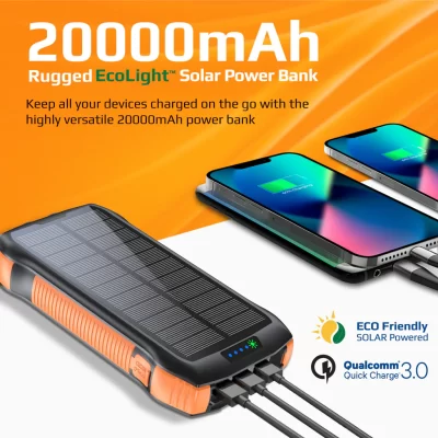 PROMATE RUGGED SOLAR POWERBANK 20000MAH