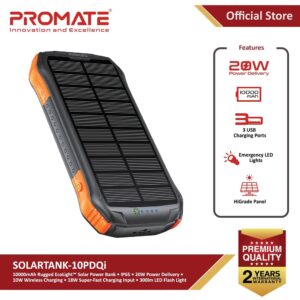 PROMATE RUGGED SOLAR POWERBANK 10000MAH