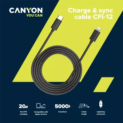 CANYON CHARG&SYNC CABLE USB CFI-12 BLACK
